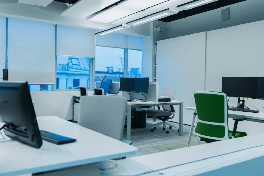 Intelligence and security professionals in bright modern government office representing intelligence and security disciplines national security corporate cybersecurity