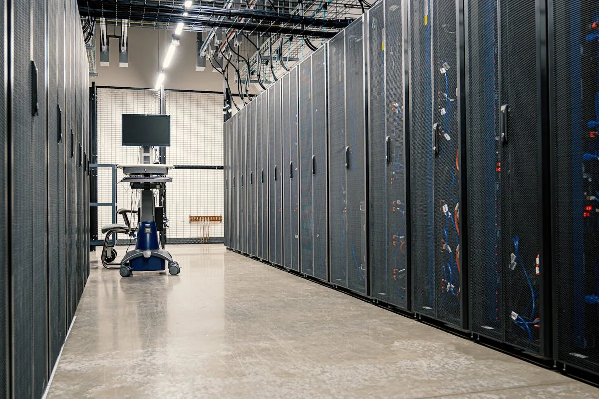 Data center server racks representing SIEM and SOAR security intelligence operations infrastructure